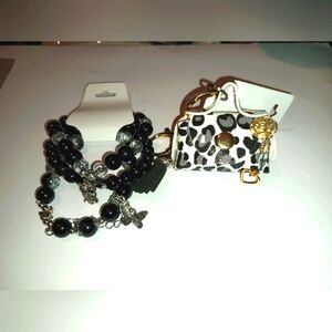 Key chain, coin purse & bracelets bundle